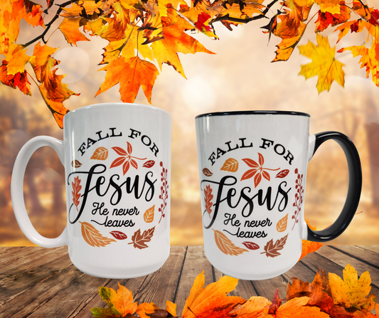 Fall for Jesus Ceramic Mug, dishwasher safe, Christian Mug
