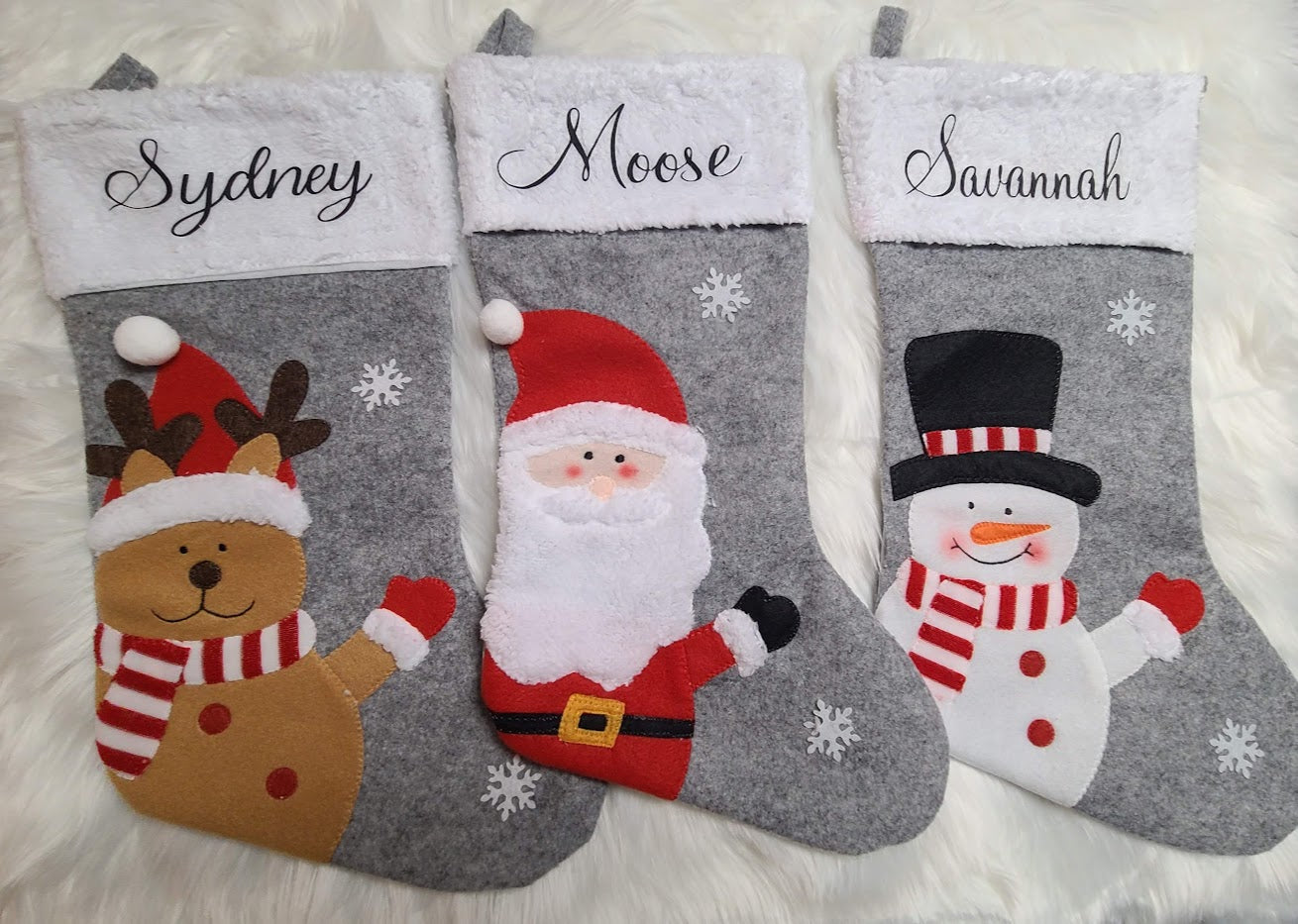 Personalized Snowman, Reindeer, Santa Christmas stockings