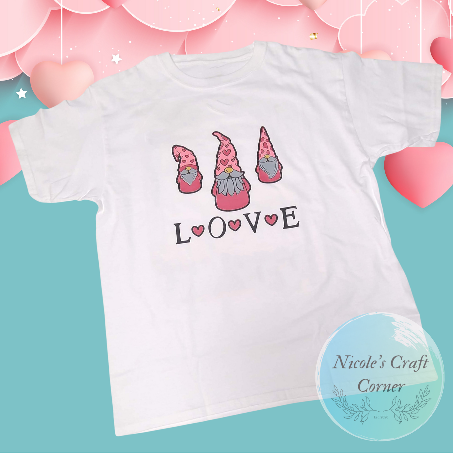 Youth Valentine's Day Gnome Love Crewneck White T-Shirt