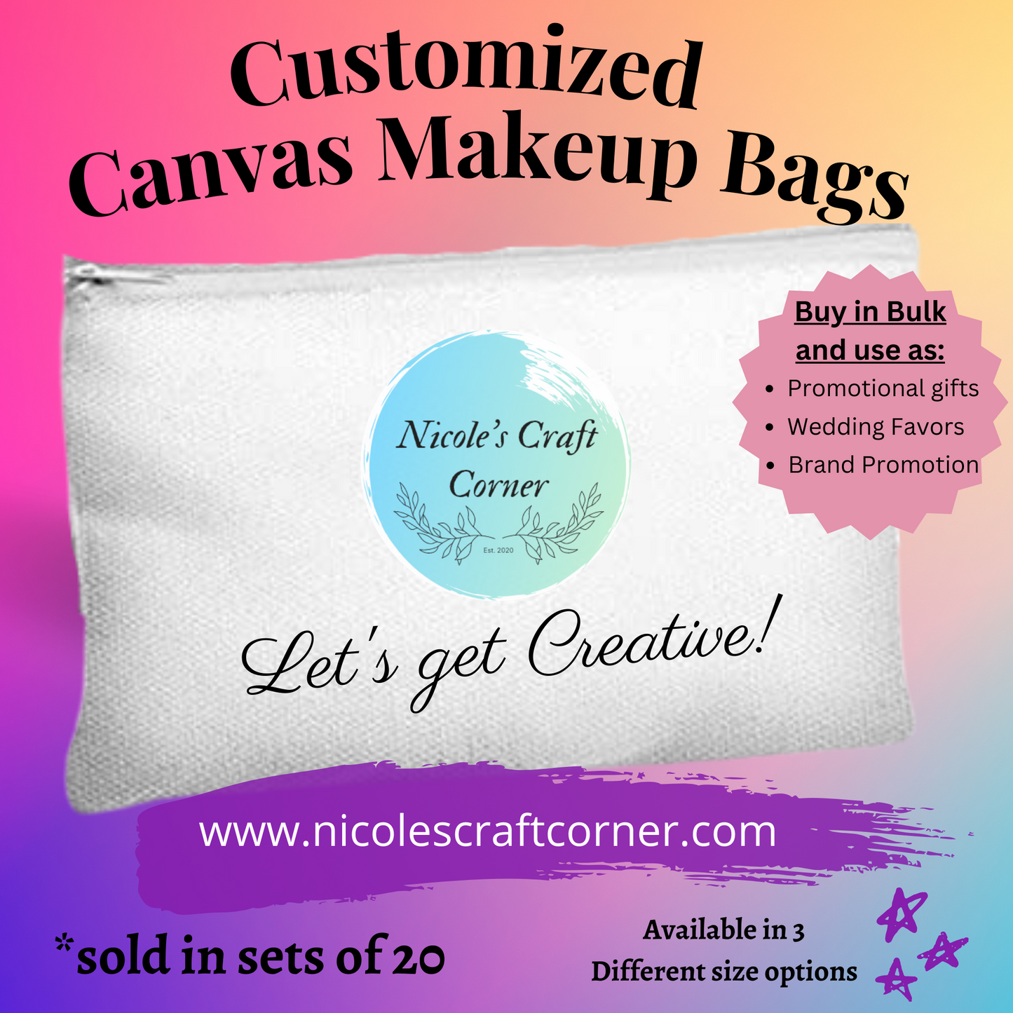 Custom Canvas Makeup Bags