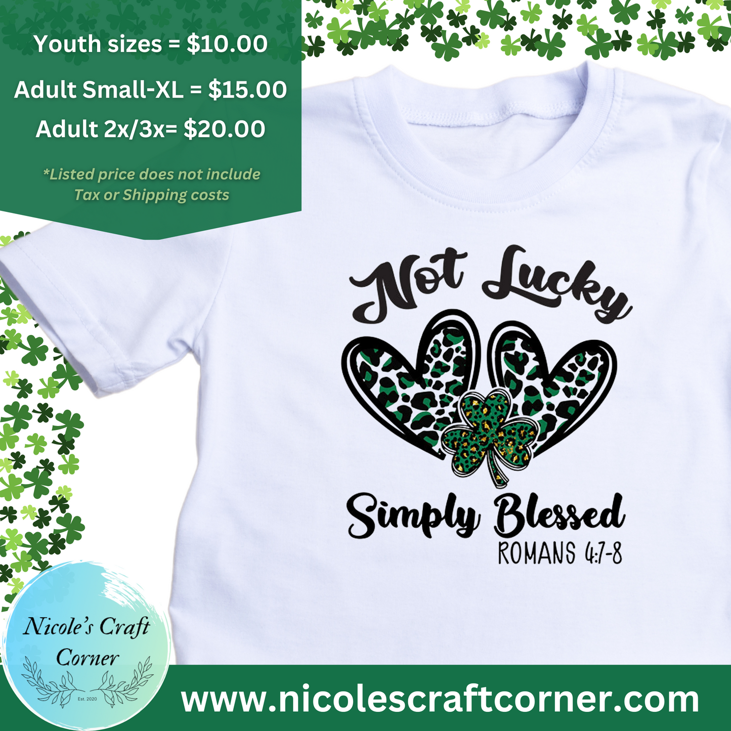 Not Lucky Simply Blessed T-Shirt; available in Youth and Adult sizes