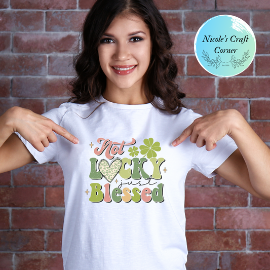 Retro "Not Lucky Just Blessed" T-Shirt; available in Youth and Adult sizes